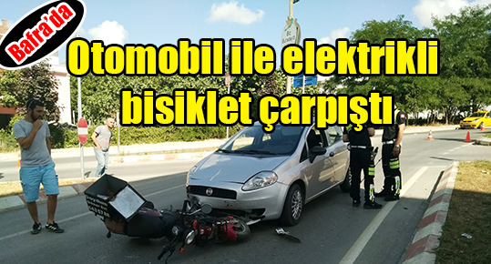 Otomobil ile elektrikli bisiklet çarpıştı