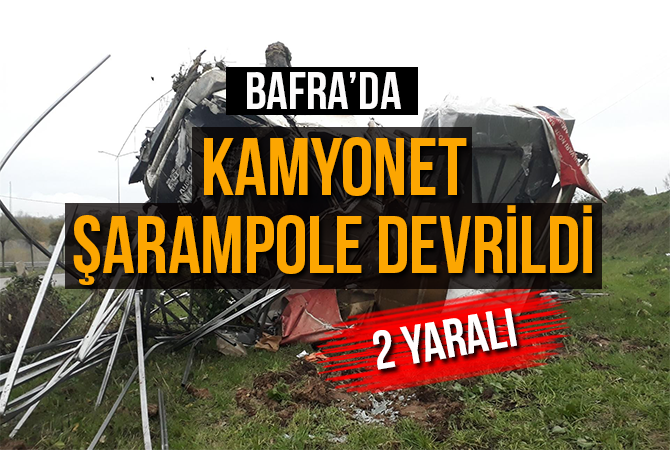 Kamyonet şarampole devrildi: 2 yaralı