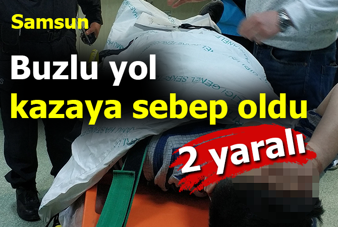  Buzdan kayan otomobil kaza yaptı: 2 yaralı