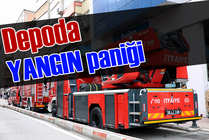 Beyaz eşya deposunda korkutan yangın