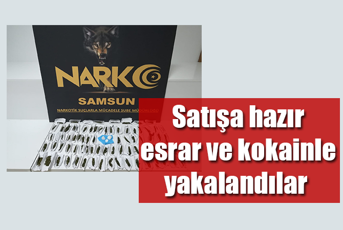 Satışa hazır esrar ve kokainle yakalandılar
