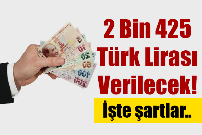 2 Bin 425 Türk Lirası Verilecek! İşte Şartlar