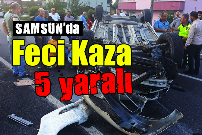 otomobil takla attı: 5 yaralı