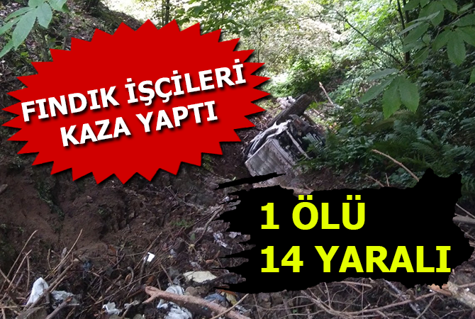 fındık işçileri kaza yaptı :1 ölü, 14 yaralı