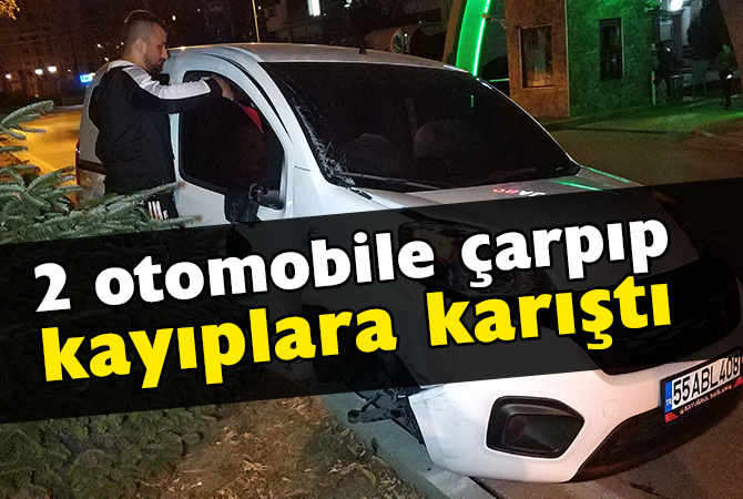 Samsun’da 2 otomobile çarpan aracın sürücüsü kaçtı