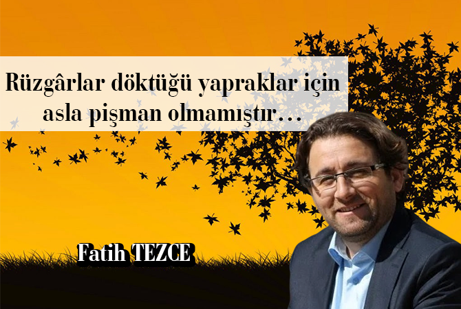 Rüzgârlar döktüğü yapraklar için asla pişman olmamıştır…