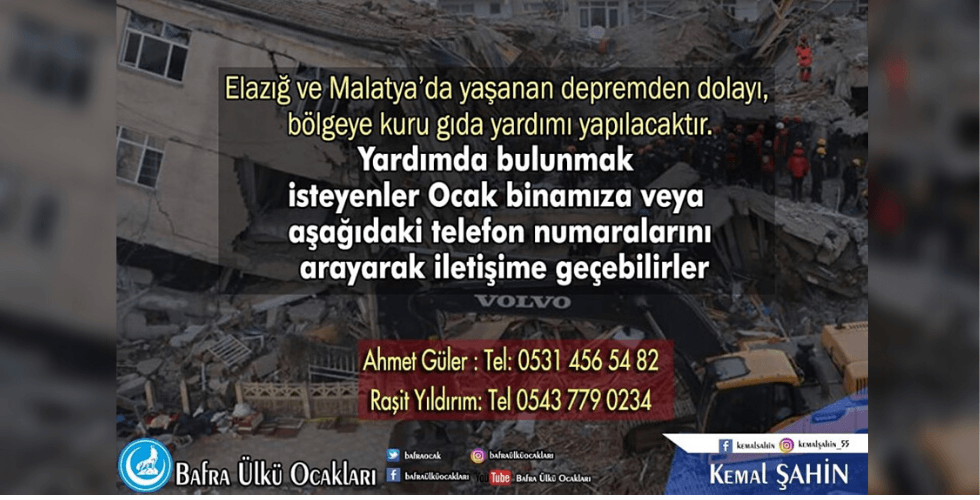 BAFRA ÜLKÜ OCAKLARI’NDAN DUYURU