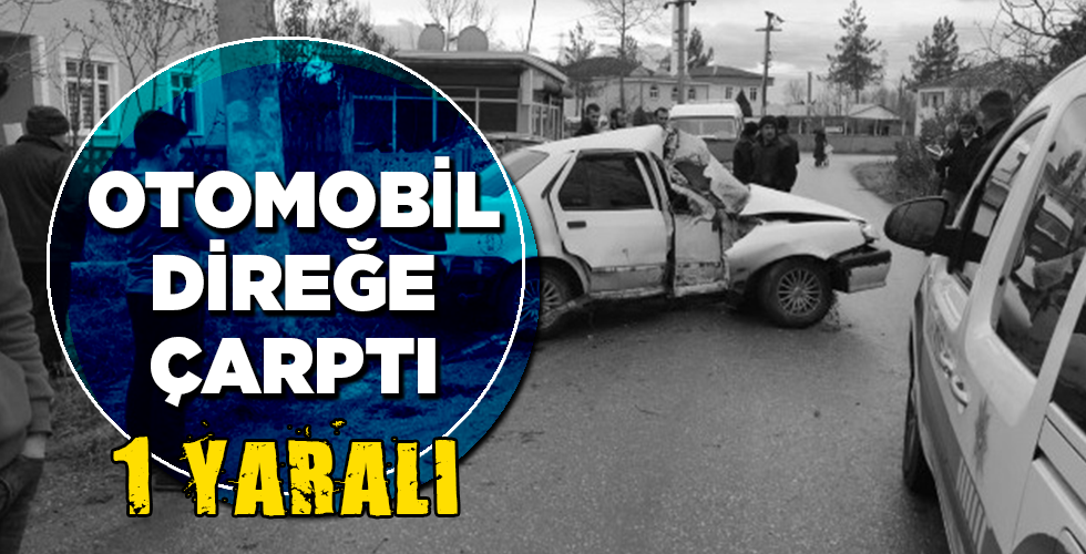 otomobil direğe çarptı 1 yaralı