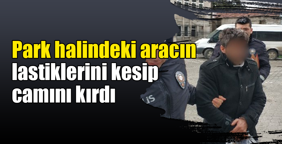 park halindeki aracın lastiklerini kesti