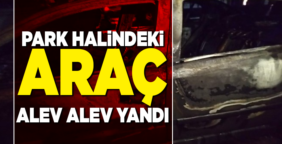 PARK HALİNDEKİ ARAÇ yanarak kullanılmaz hale geldi