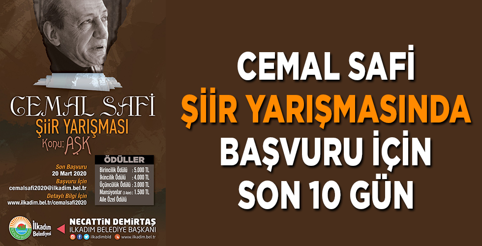 CEMAL SAFİ ŞİİR YARIŞMASINDA BAŞVURU İÇİN SON 10 GÜN