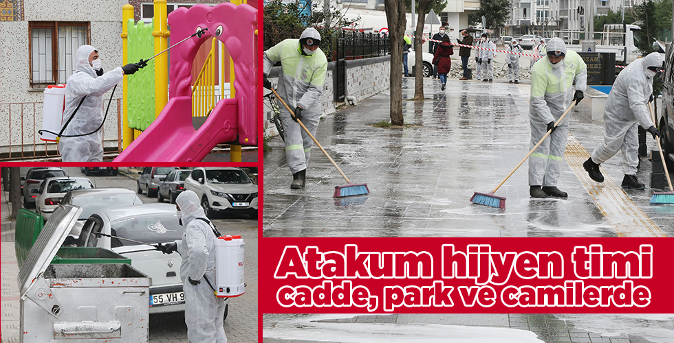 Atakum’un hijyen timi cadde, park ve camilerde