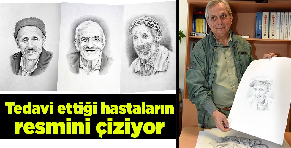 Prof. Dr. Büyükalpelli, tedavi ettiği hastaların resmini çiziyor