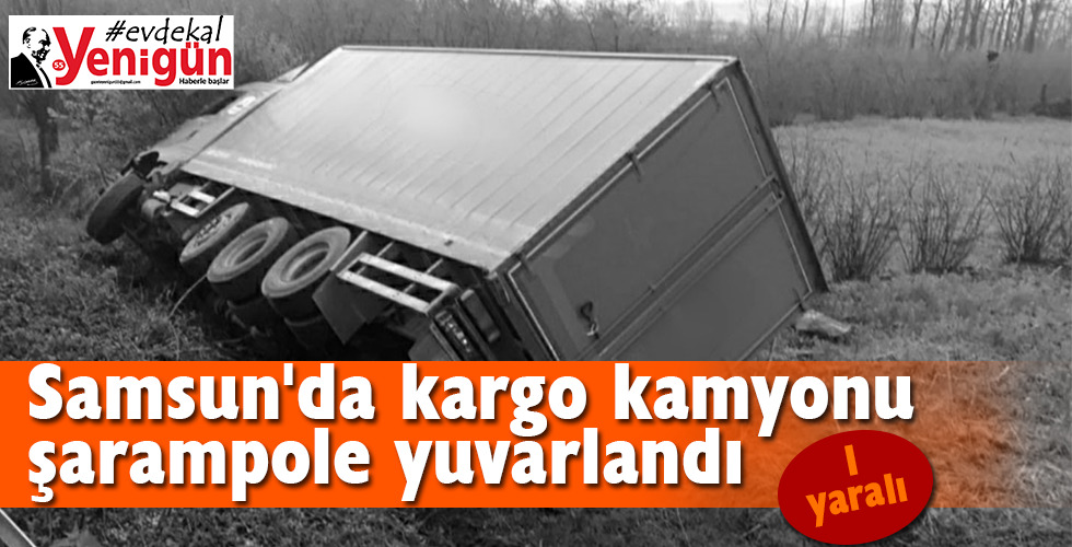 Samsun’da kargo kamyonu şarampole yuvarlandı: 1 yaralı