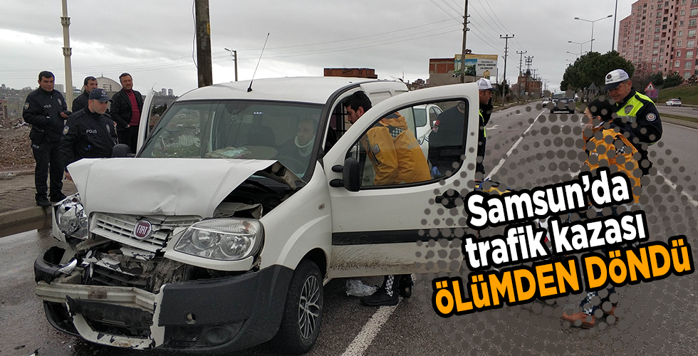  Kırmızı ışıkta bekleyen araca çarpan sürücü ölümden döndü