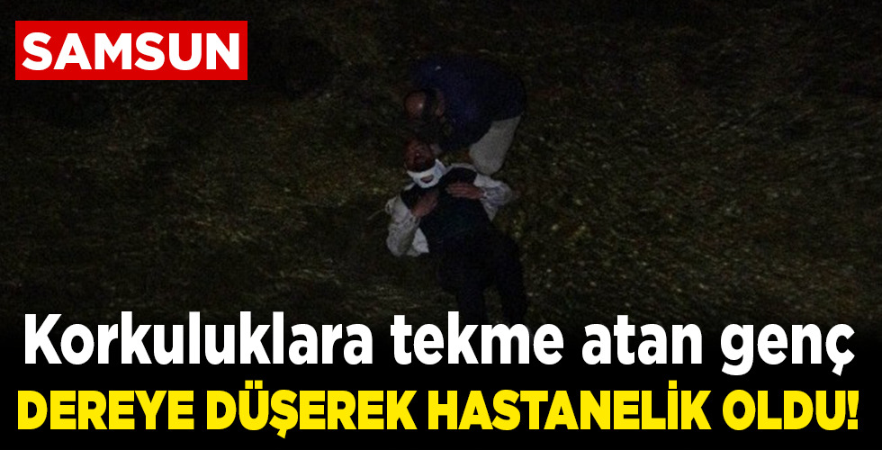 Korkuluklara tekme atan genç dereye düşerek hastanelik oldu