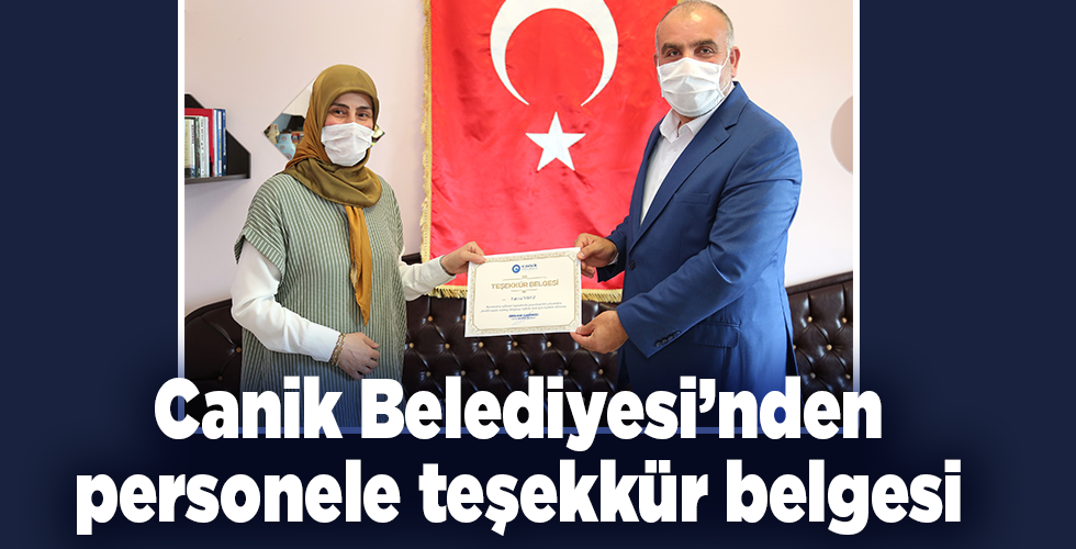 Canik Belediyesi’nden personele teşekkür belgesi