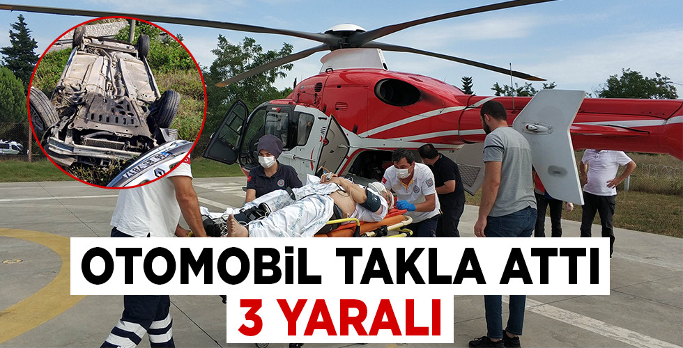 Kazada yaralanan şahıs ambulans helikopterle hastaneye kaldırıldı