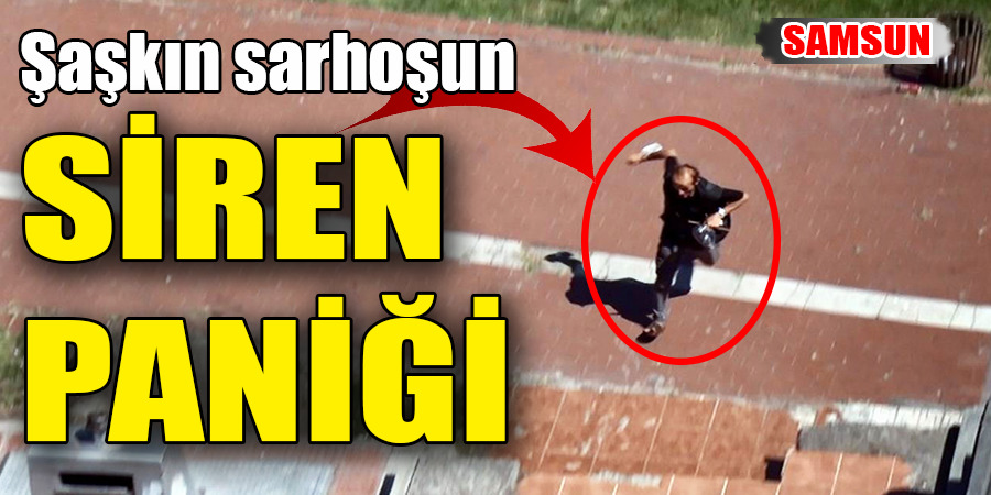 Şaşkın sarhoşun siren paniği kamerada