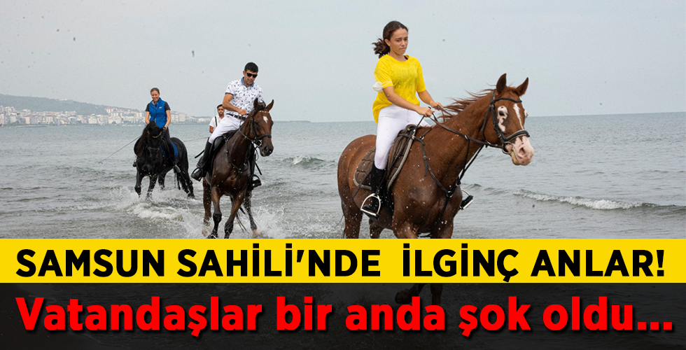 SAMSUN SAHİLİ’NDE İLGİNÇ ANLAR! Vatandaşlar bir anda şok oldu…