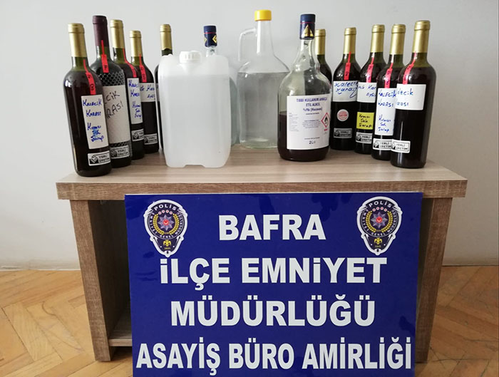  Samsun'un Bafra ilçesinde evinde kaçak alkol imal eden şahıs yakalandı
