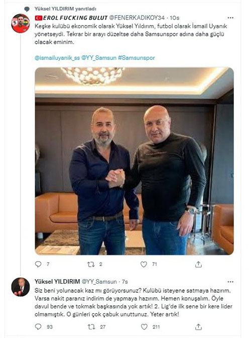 Samsunspor A.Ş. Yönetim Kurulu Başkanı Yüksel Yıldırım, kulübü satın aldığı yıldan bu zamana kadar 5 yıllık süreçte Samsunspor’a 70 milyon Dolar para harcadığını söyledi