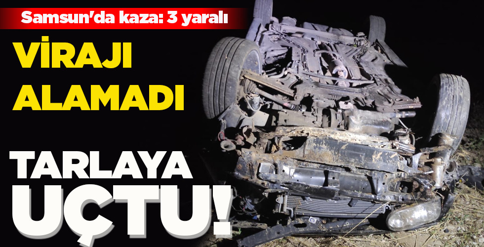 VİRAJI ALAMADI TARLAYA UÇTU!