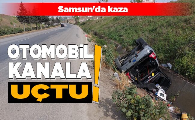 OTOMOBİL KANALA UÇTU!