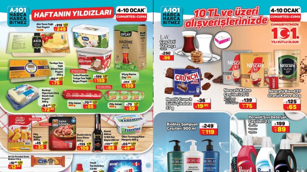 A101’de Peynir, Çay ve Deterjana İndirim Geliyor! A101 4-10 Ocak Aktüel Kataloğu!
