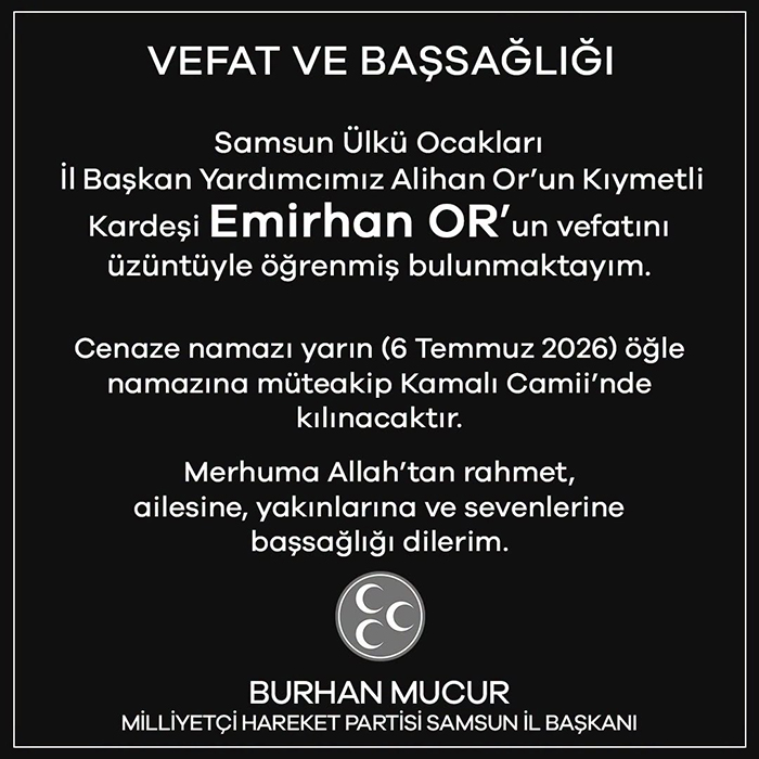 SAMSUN'DA
MOTOSİKLET
KAZASI....
21 YAŞINDAYDI!...